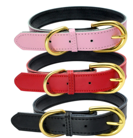 Genuine Leather Dog Collar; Wide Dog Collar; Soft Padded Breathable Adjustable Tactical Waterproof Pet Collar