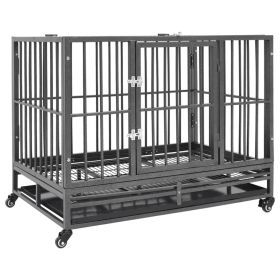 Dog Cage with Wheels Steel 36.2"x24.4"x29.9"