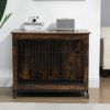 Wood Dog Crate Furniture, End Table Designed Dog Kennel 38.3"L X 23.4"W X 32"H