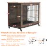 Wood Dog Crate Furniture, End Table Designed Dog Kennel 38.3"L X 23.4"W X 32"H