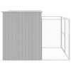 Dog House with Run Light Gray 84.3"x99.6"x71.3" Galvanized Steel