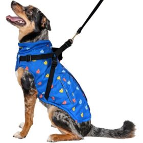 Fashion Pet Puffy Heart Harness Coat Blue - Medium